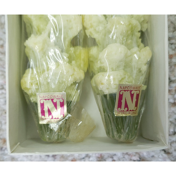 Napcoware Snow Drip Taper Candles Pair New Sealed Green 11.5 in Vintage MCM - Picture 4 of 16